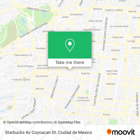 Mapa de Starbucks Av Coyoacan Dt