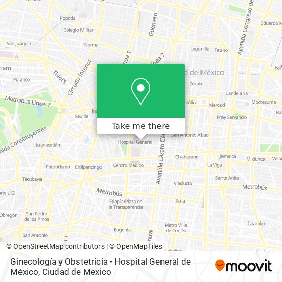 Ginecología y Obstetricia - Hospital General de México map