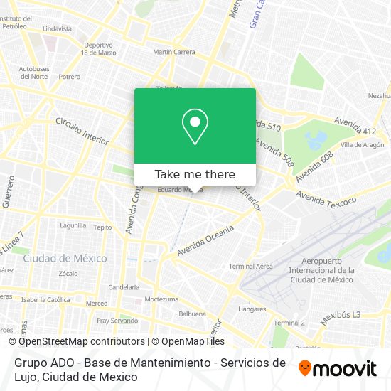 Grupo ADO - Base de Mantenimiento - Servicios de Lujo map