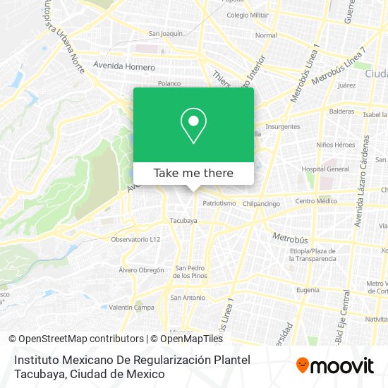 Instituto Mexicano De Regularización Plantel Tacubaya map