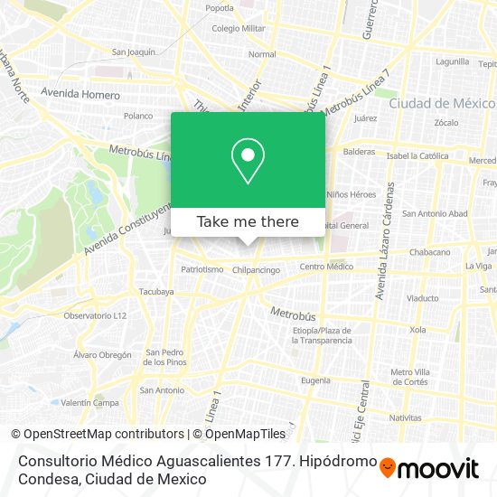 Consultorio Médico Aguascalientes 177. Hipódromo Condesa map