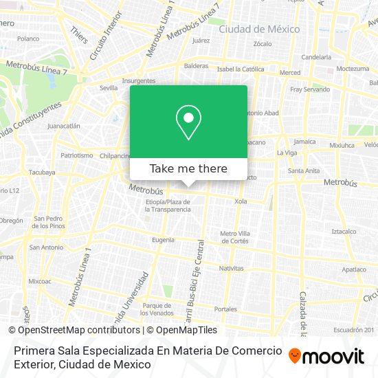 Mapa de Primera Sala Especializada En Materia De Comercio Exterior