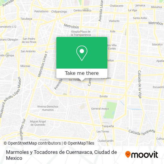 Mapa de Marmoles y Tocadores de Cuernavaca