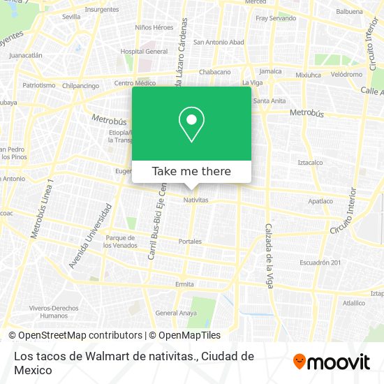 Los tacos de Walmart de nativitas. map