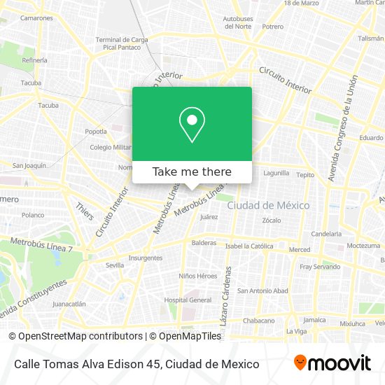 Mapa de Calle Tomas Alva Edison 45