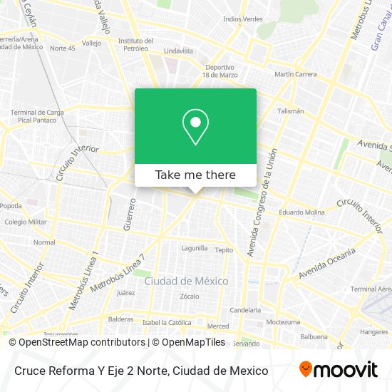 Mapa de Cruce Reforma Y Eje 2 Norte