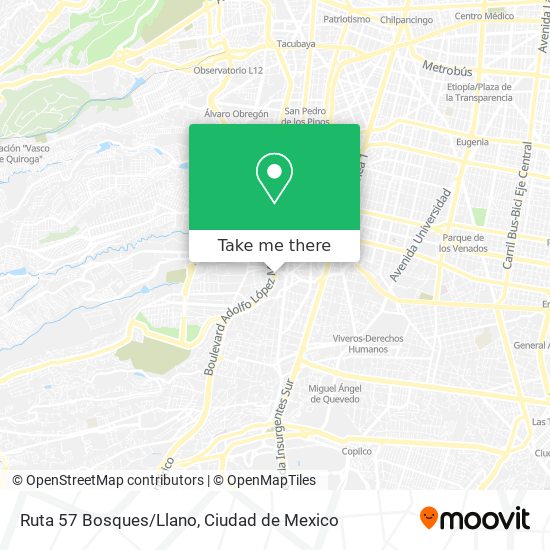 Ruta 57 Bosques/Llano map