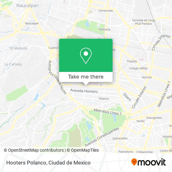 Mapa de Hooters Polanco