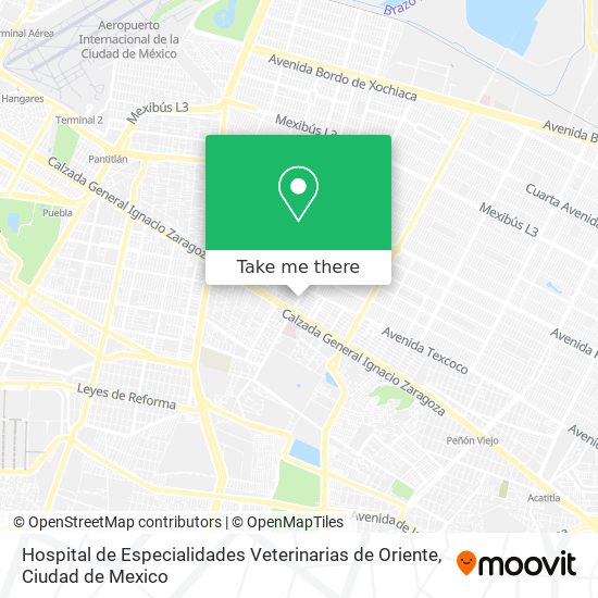 Mapa de Hospital de Especialidades Veterinarias de Oriente