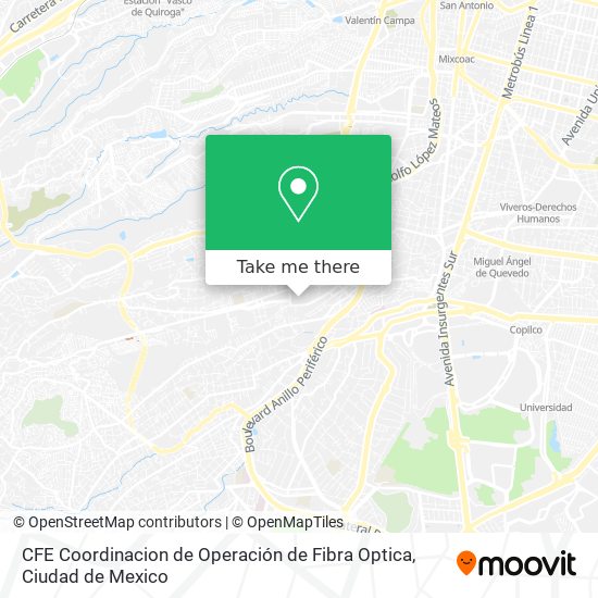 CFE Coordinacion de Operación de Fibra Optica map