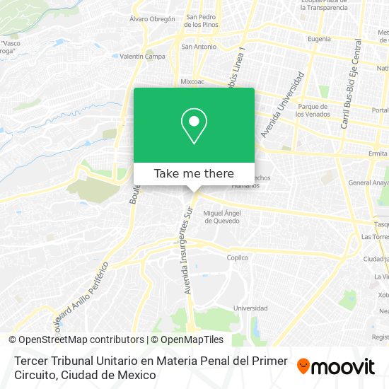 Mapa de Tercer Tribunal Unitario en Materia Penal del Primer Circuito