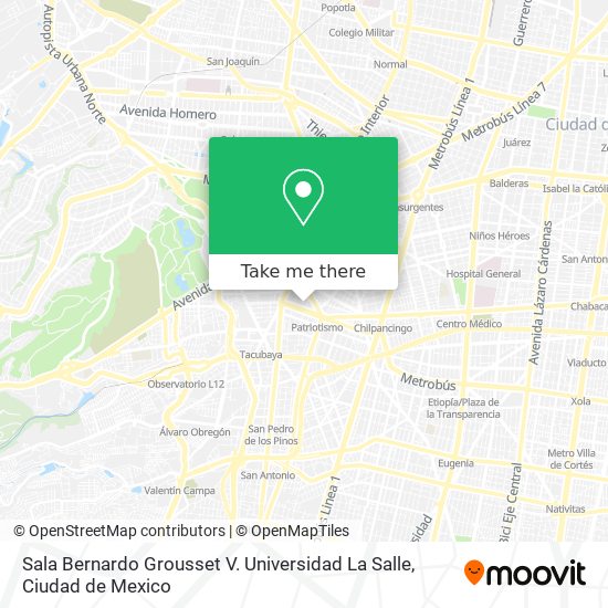 Sala Bernardo Grousset V. Universidad La Salle map
