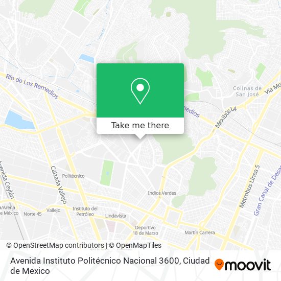 Mapa de Avenida Instituto Politécnico Nacional 3600