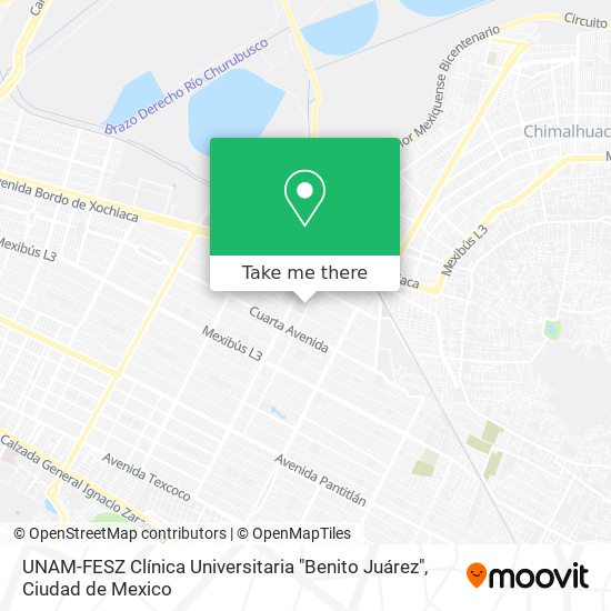 Mapa de UNAM-FESZ Clínica Universitaria "Benito Juárez"