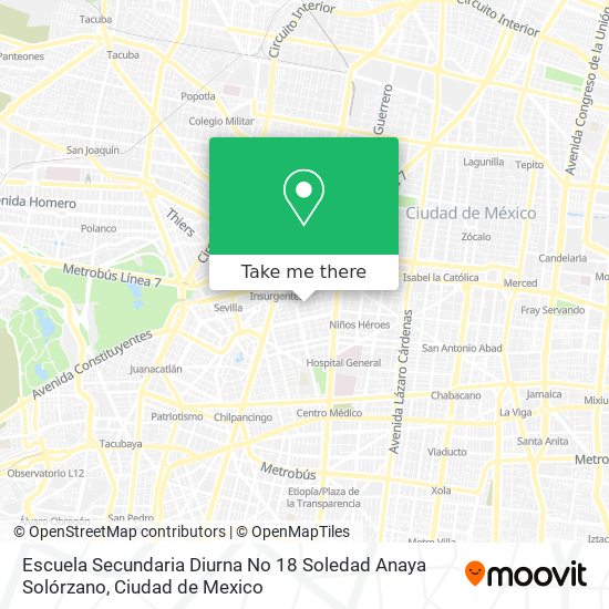 Mapa de Escuela Secundaria Diurna No 18 Soledad Anaya Solórzano