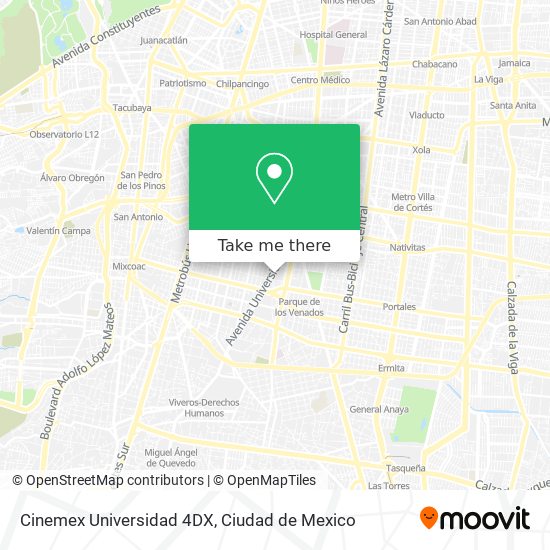 Mapa de Cinemex Universidad 4DX