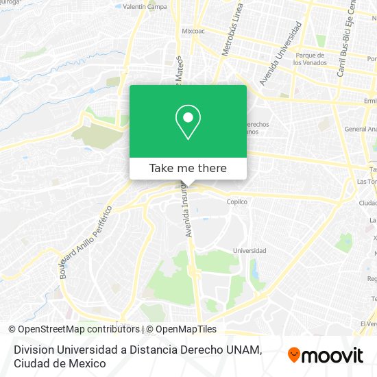 Division Universidad a Distancia Derecho UNAM map