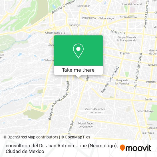 consultorio del Dr. Juan Antonio Uribe (Neumologo) map