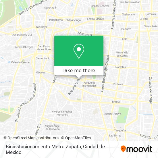 Biciestacionamiento Metro Zapata map
