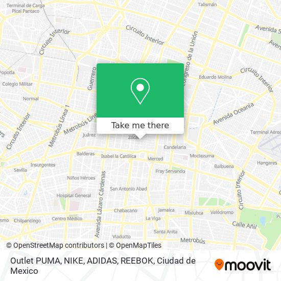 How to get to Outlet PUMA, NIKE, ADIDAS, in Azcapotzalco by Bus or Metro?
