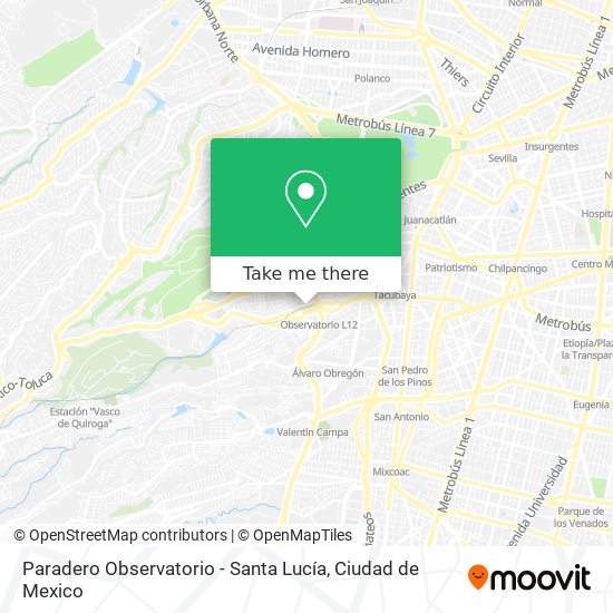 Paradero Observatorio - Santa Lucía map