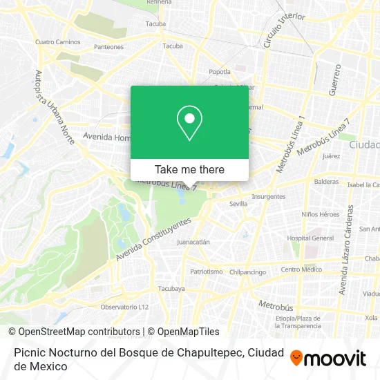 Picnic Nocturno del Bosque de Chapultepec map