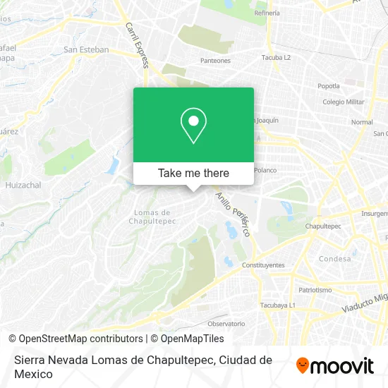 Sierra Nevada Lomas de Chapultepec map
