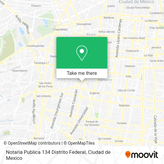 Notaria Publica 134 Distrito Federal map
