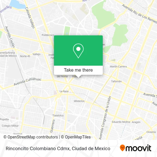 Rinconcito Colombiano Cdmx map