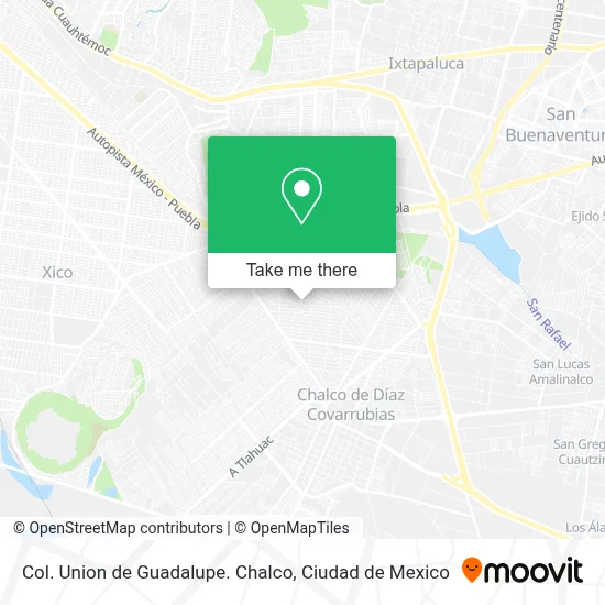 Col. Union de Guadalupe. Chalco map