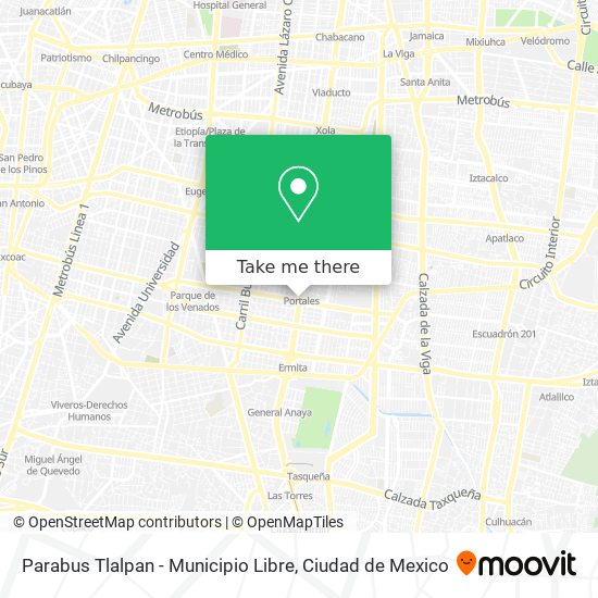 Mapa de Parabus Tlalpan - Municipio Libre