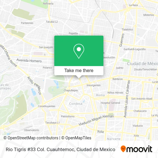 Rio Tigris #33 Col. Cuauhtemoc map