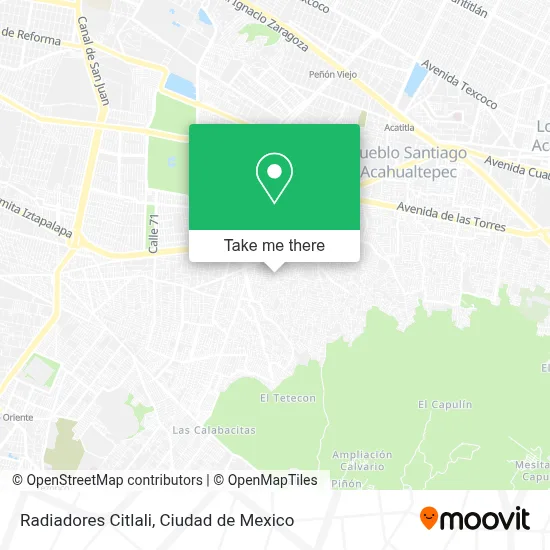 Radiadores Citlali map