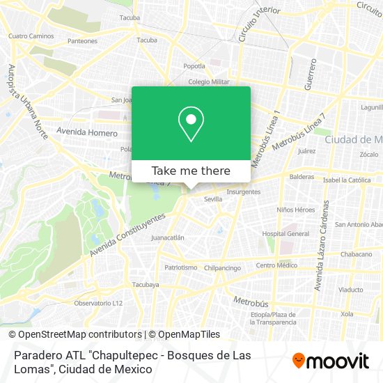 Paradero ATL "Chapultepec - Bosques de Las Lomas" map