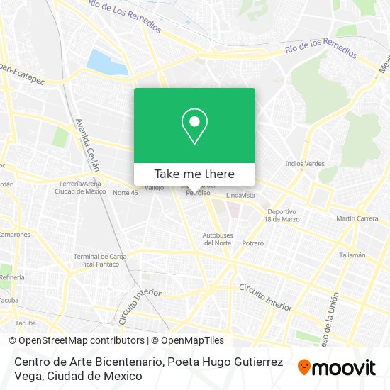 Centro de Arte Bicentenario, Poeta  Hugo Gutierrez Vega map