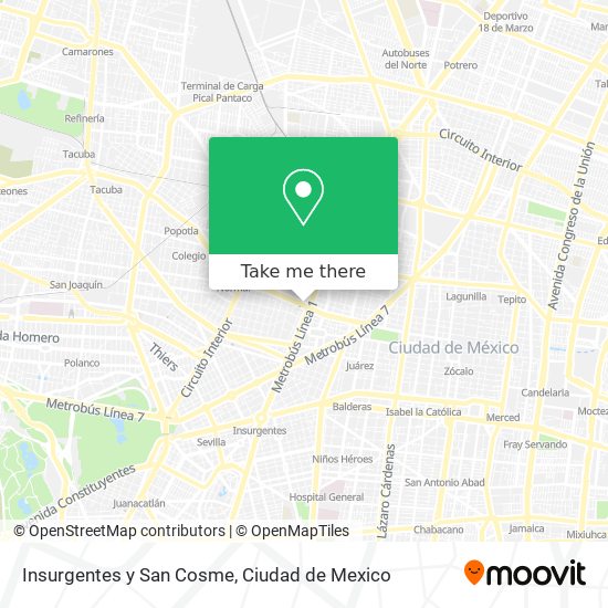 Insurgentes y San Cosme map