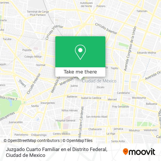 Juzgado Cuarto Familiar en el Distrito Federal map