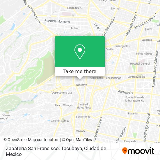 Mapa de Zapatería San Francisco. Tacubaya