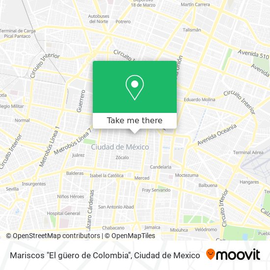 Mariscos "El güero de Colombia" map