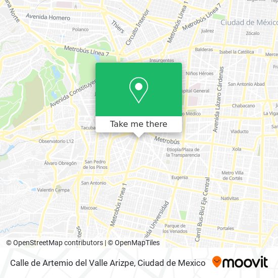 Mapa de Calle de Artemio del Valle Arizpe