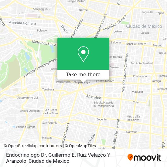 Endocrinologo Dr. Guillermo E. Ruiz Velazco Y Aranzolo map