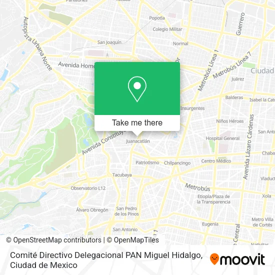 Mapa de Comité Directivo Delegacional PAN Miguel Hidalgo