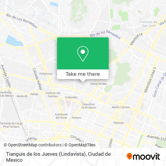 Tianguis de los Jueves (Lindavista) map