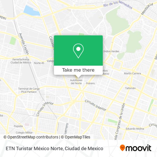 ETN Turistar México Norte map