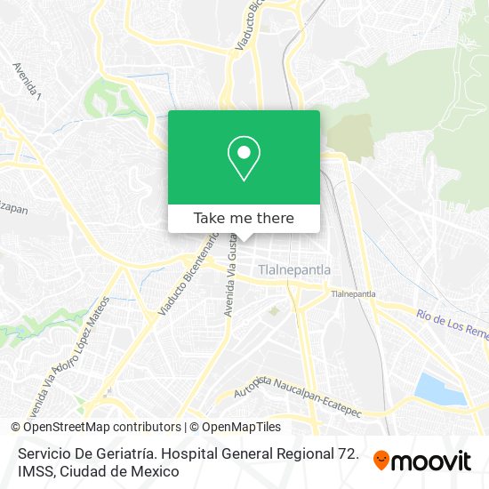 Mapa de Servicio De Geriatría. Hospital General Regional 72. IMSS