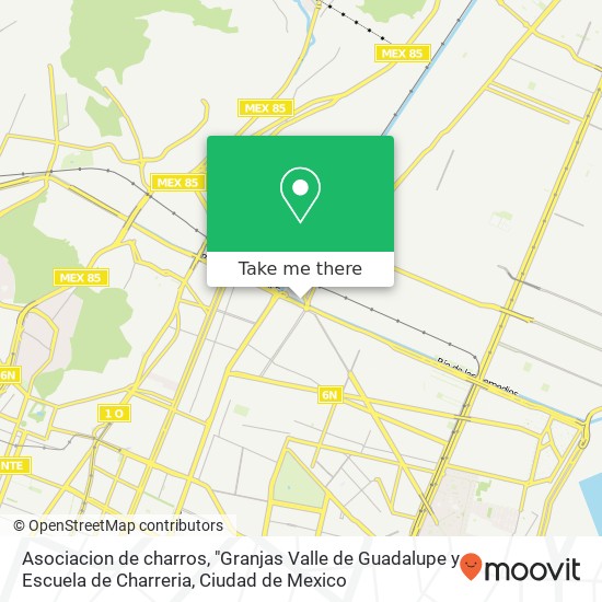 Mapa de Asociacion de charros, "Granjas Valle de Guadalupe y Escuela de Charreria