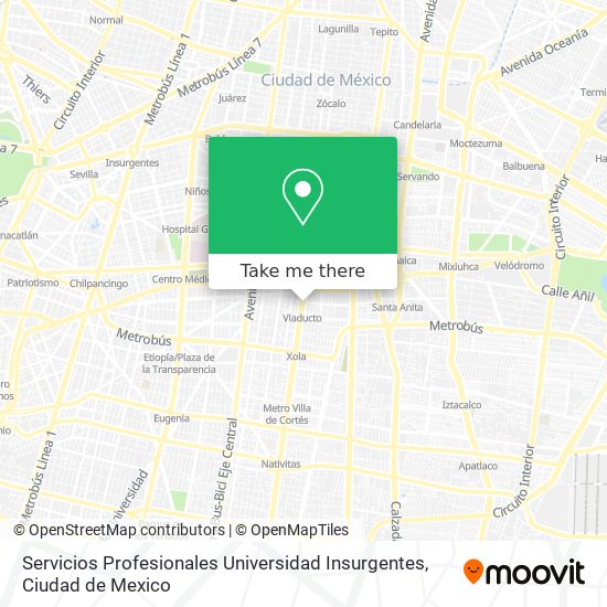 Servicios Profesionales Universidad Insurgentes map