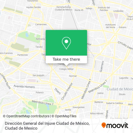 Mapa de Dirección General del Injuve Ciudad de México