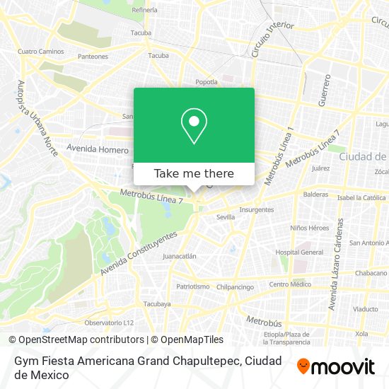 Gym Fiesta Americana Grand Chapultepec map