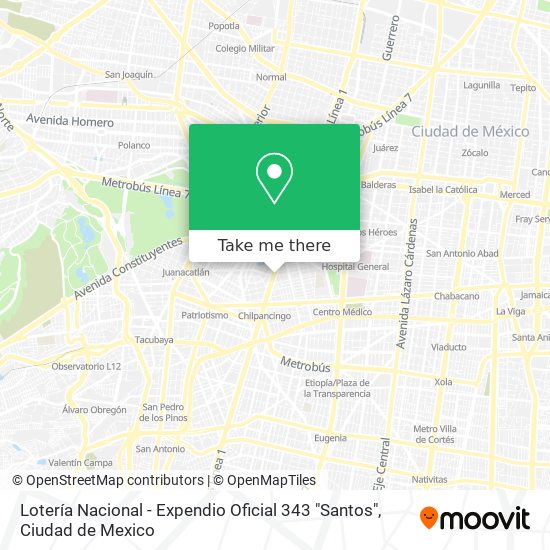 Lotería Nacional - Expendio Oficial 343 "Santos" map